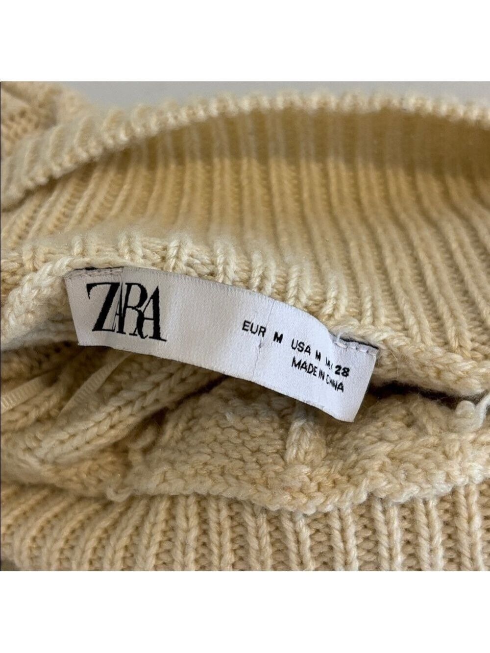 ZARA cable knit sweater When Harry Met Sally style ecru cream medium oversized - Picture 6 of 15